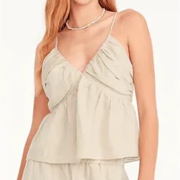 J.Crew Tan Linen Rouched Tank Top - Picture 4 of 8